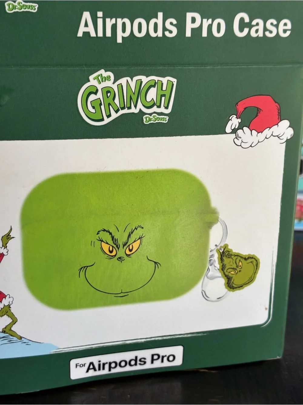 The Grinch Plush AirPods Pro Case in Bright Green with Keyring